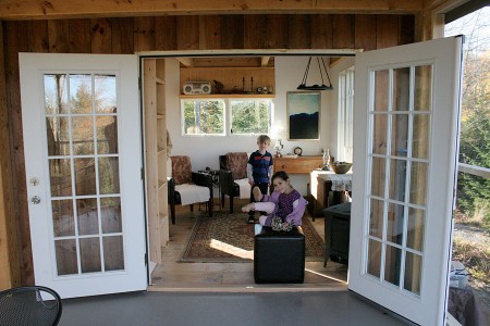 Looking in French Door into the Living Room
