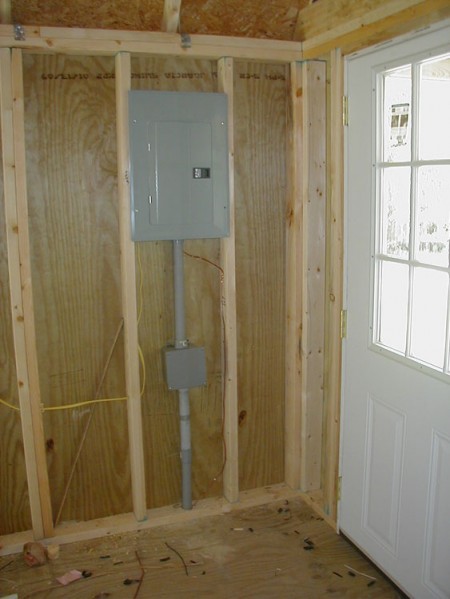 The electrical box for the 100 amp service has been "roughed in."