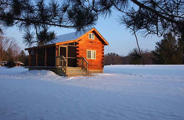 Jon's log cabin in winter