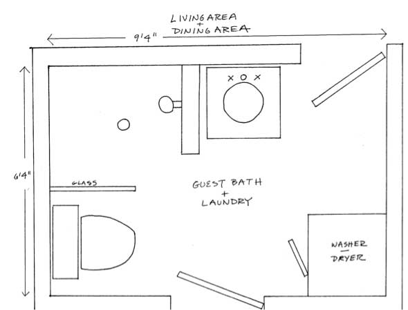 Two Bathroom/Laundry Ideas within the Footprint of a Small