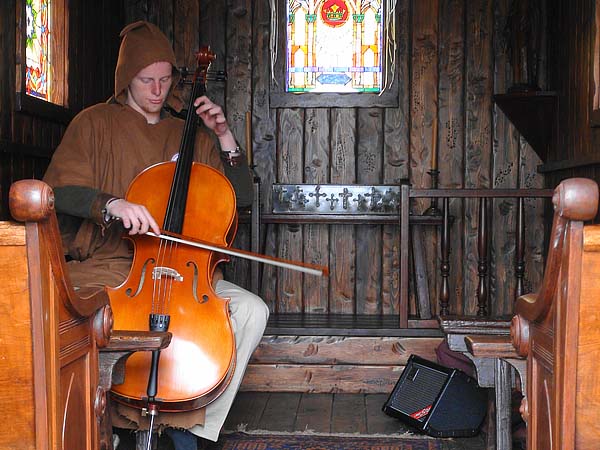 playing the chello in the chapel