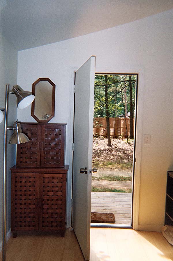 Looking_OUtside_ view out front door of tiny house