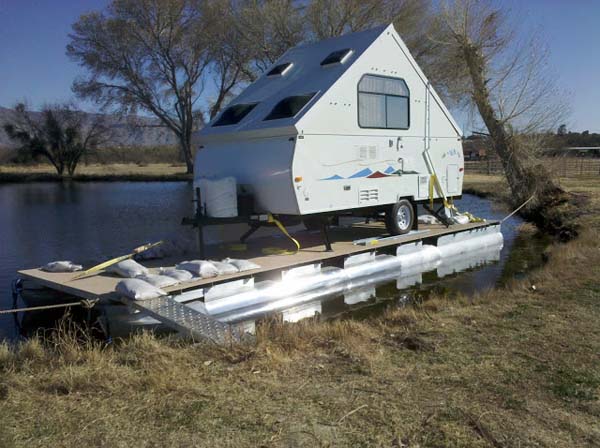 camper set up on boat