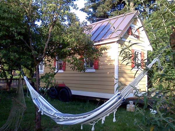 tiny house with hammock