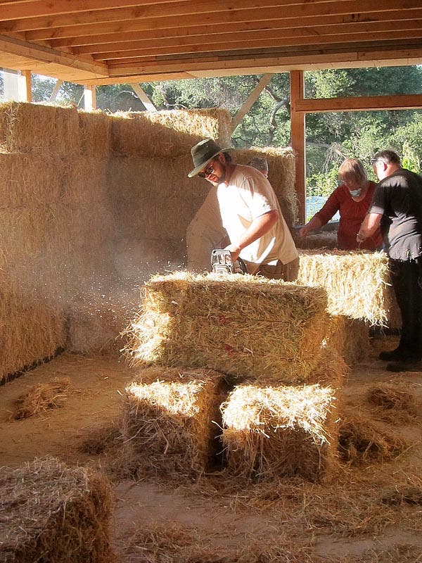 cutting the bales