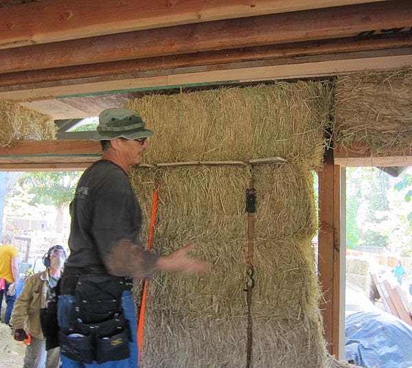 strapping the bales