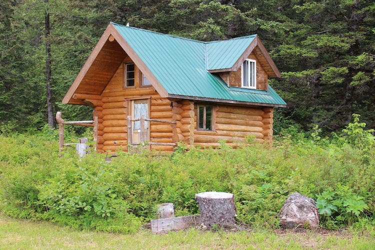 side view of log cabin