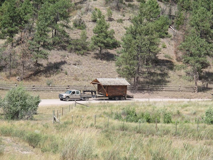 log cabin on the move