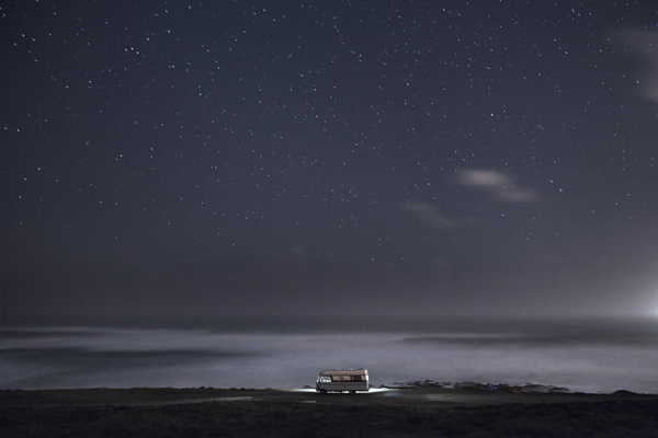 van by the sea