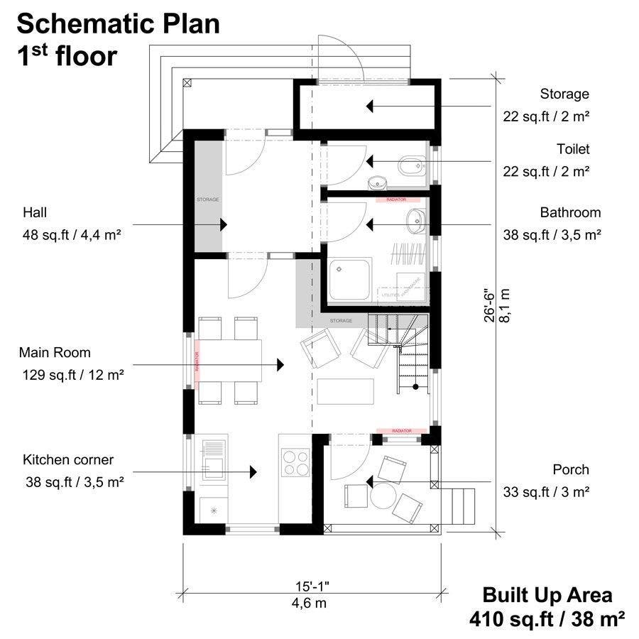  small  three  bedroom  house  floor plans  Tiny  House  Blog
