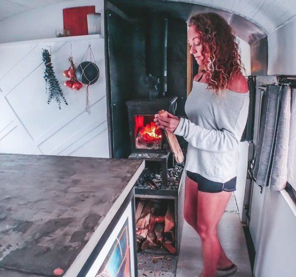 Tawny and wood stove