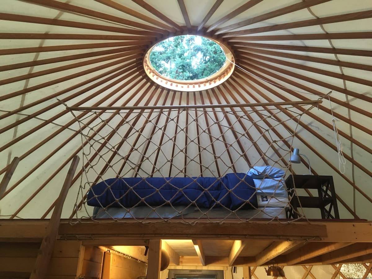 Camping yurt loft