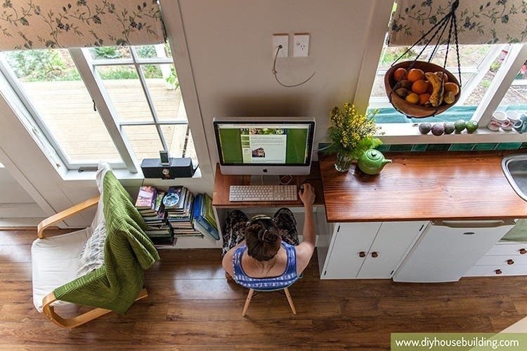 tiny office desk space