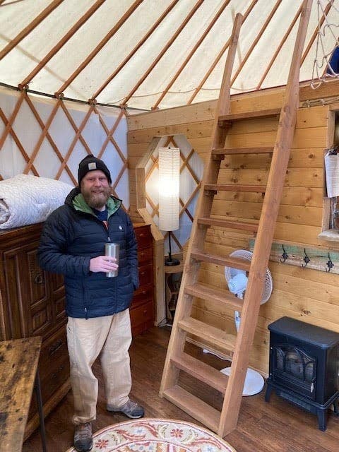 Andrew and his yurt
