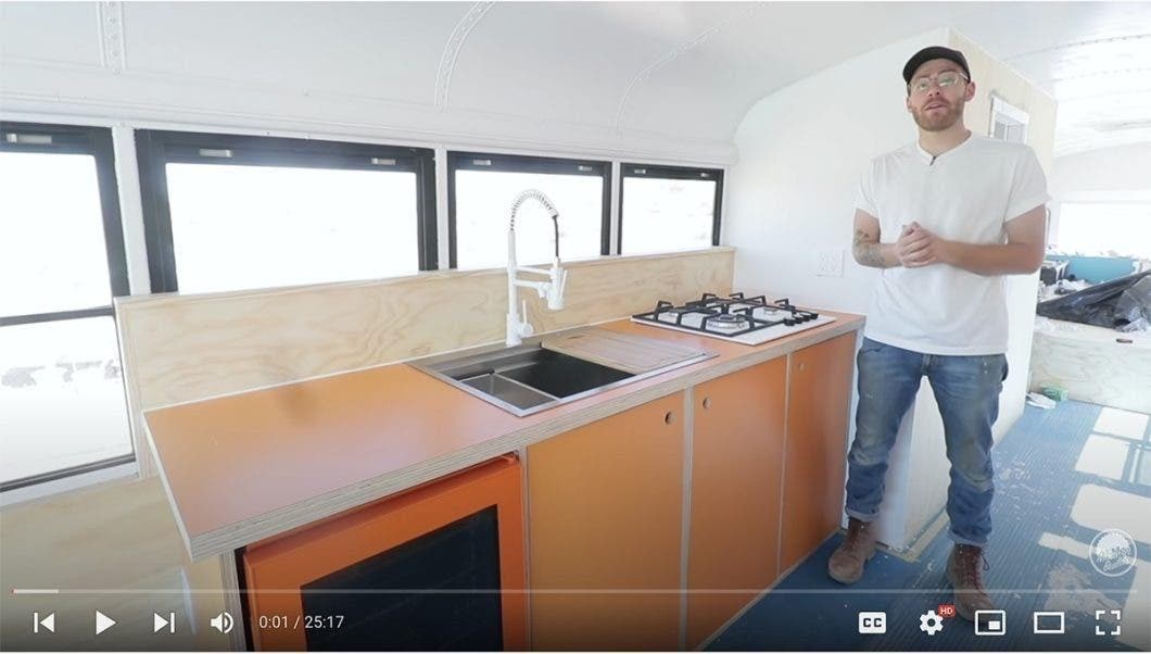 Modern Builds bus kitchen