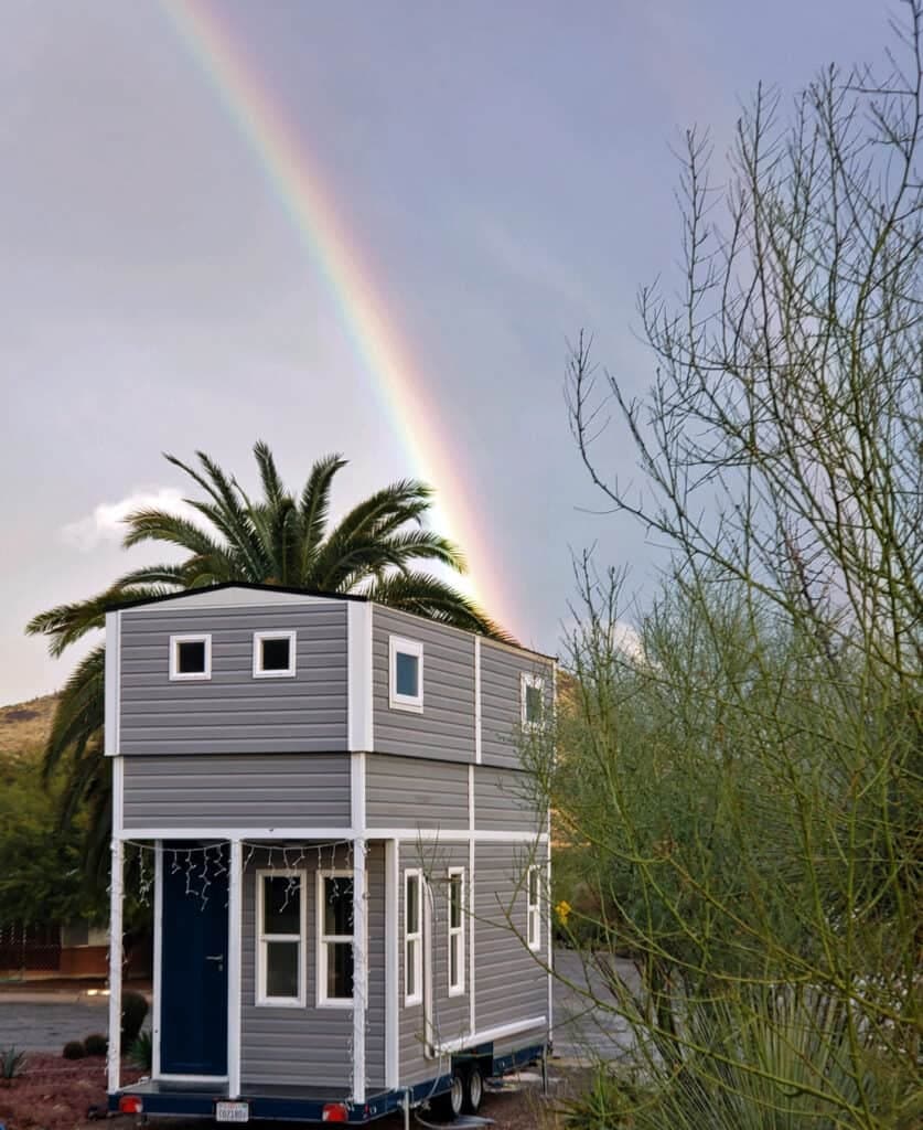 tiny house and rainbow