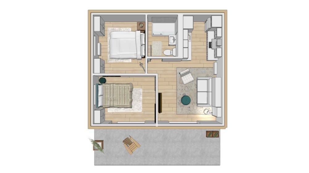 larger 1 bedroom ADU