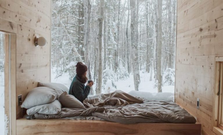 Tiny house in the snow