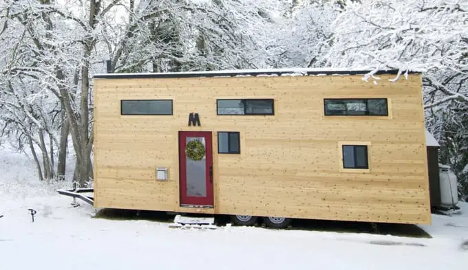 tiny home in snow