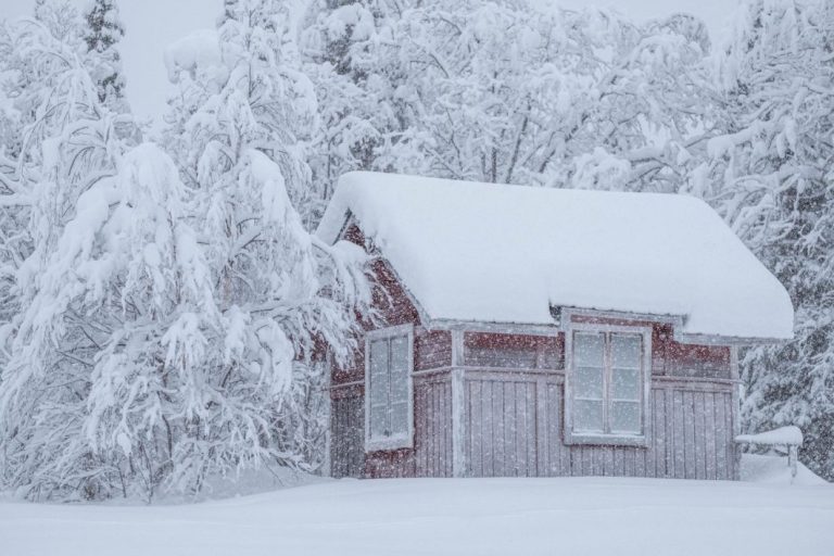 tiny house in the snow