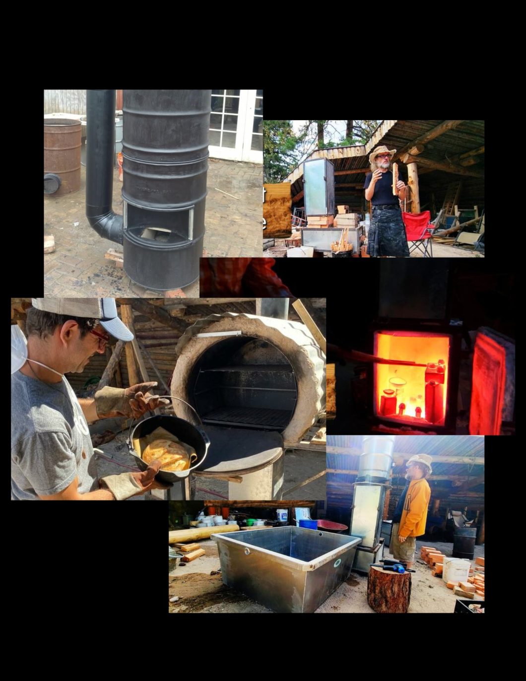 rocket mass heater collage