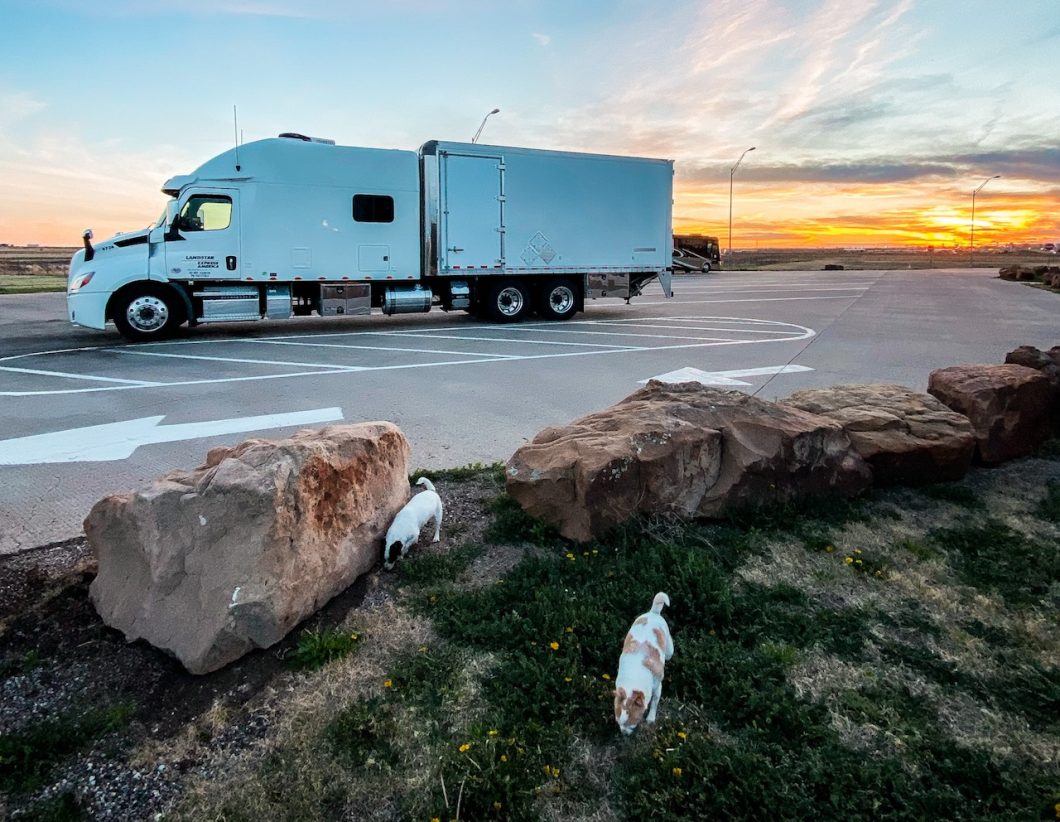 the truck on the road