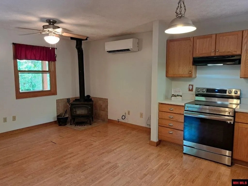 kitchen and wood stove