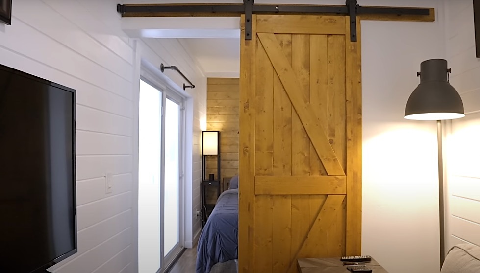 barn door into bedroom