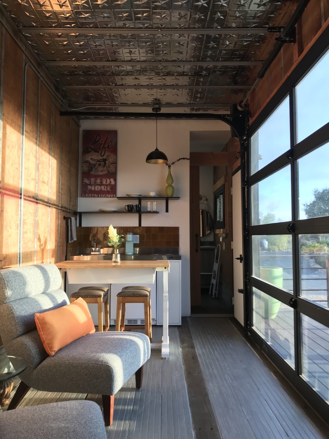 kitchen area of semi-trailer