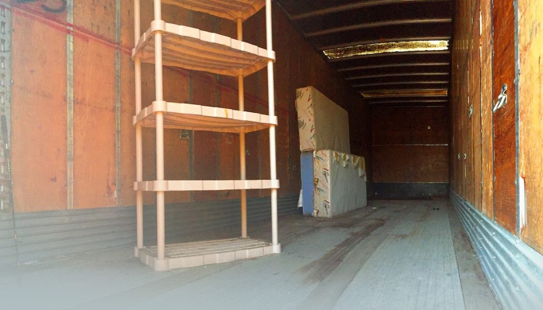 interior semi trailer before construction