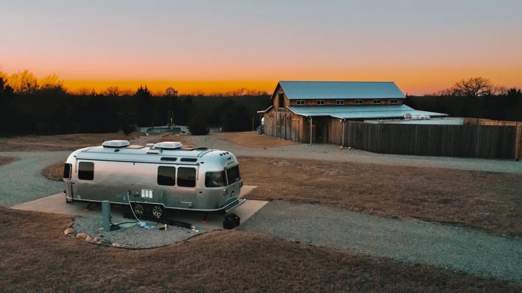 airstream at sunset