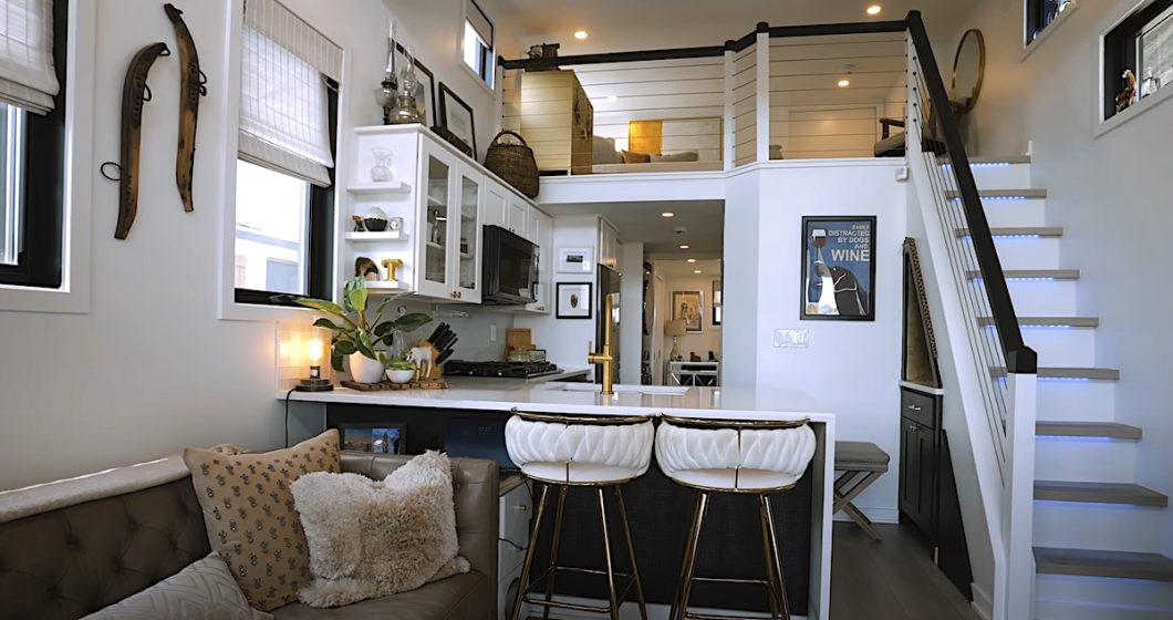 kitchen and living area