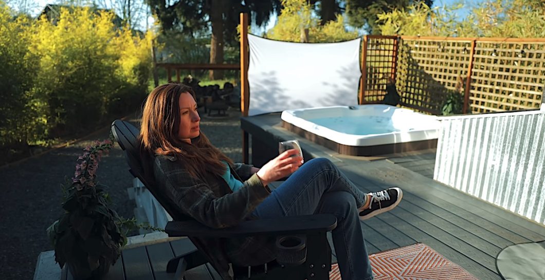 Alexis and outdoor living in a tiny house