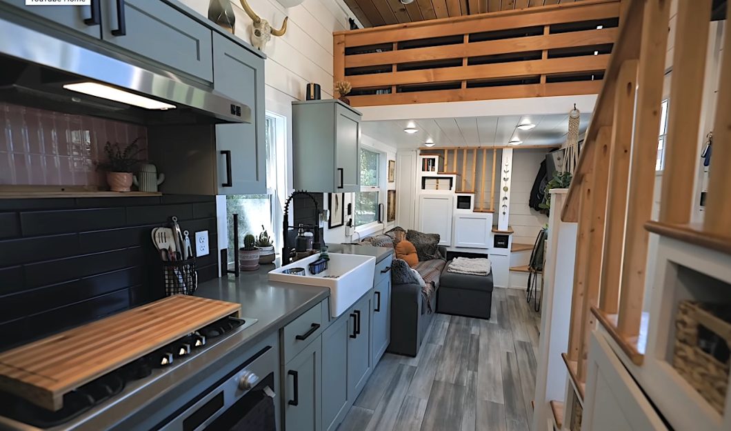 stairs to loft and kitchen