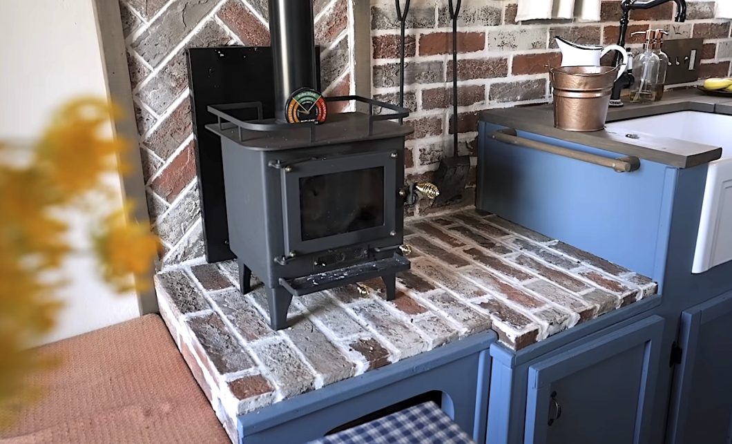 wood stove in the tiny house