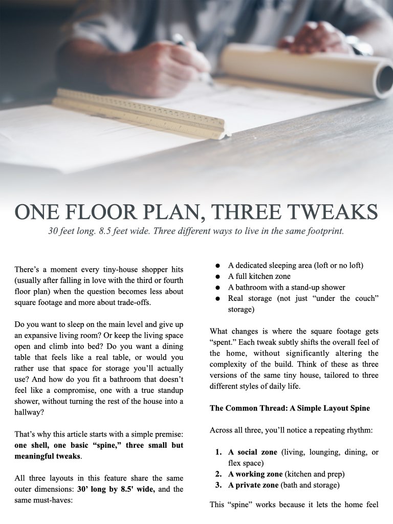 One floor plan, 3 tweaks