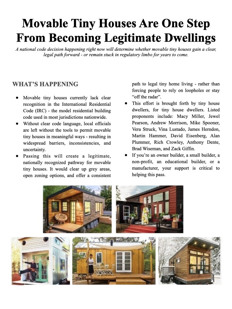 Make tiny houses on wheels legal