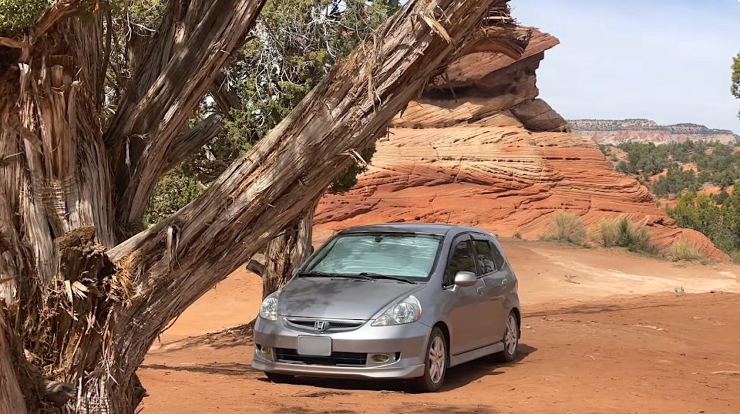 Honda Fit tiny home in the wild