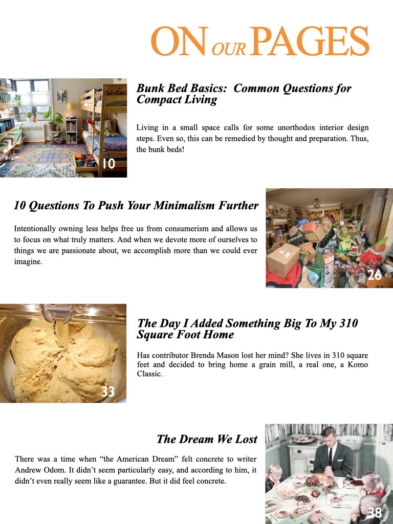 Tiny House Magazine Issue 160 index