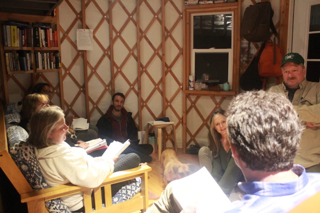 tiny house workshop in a yurt